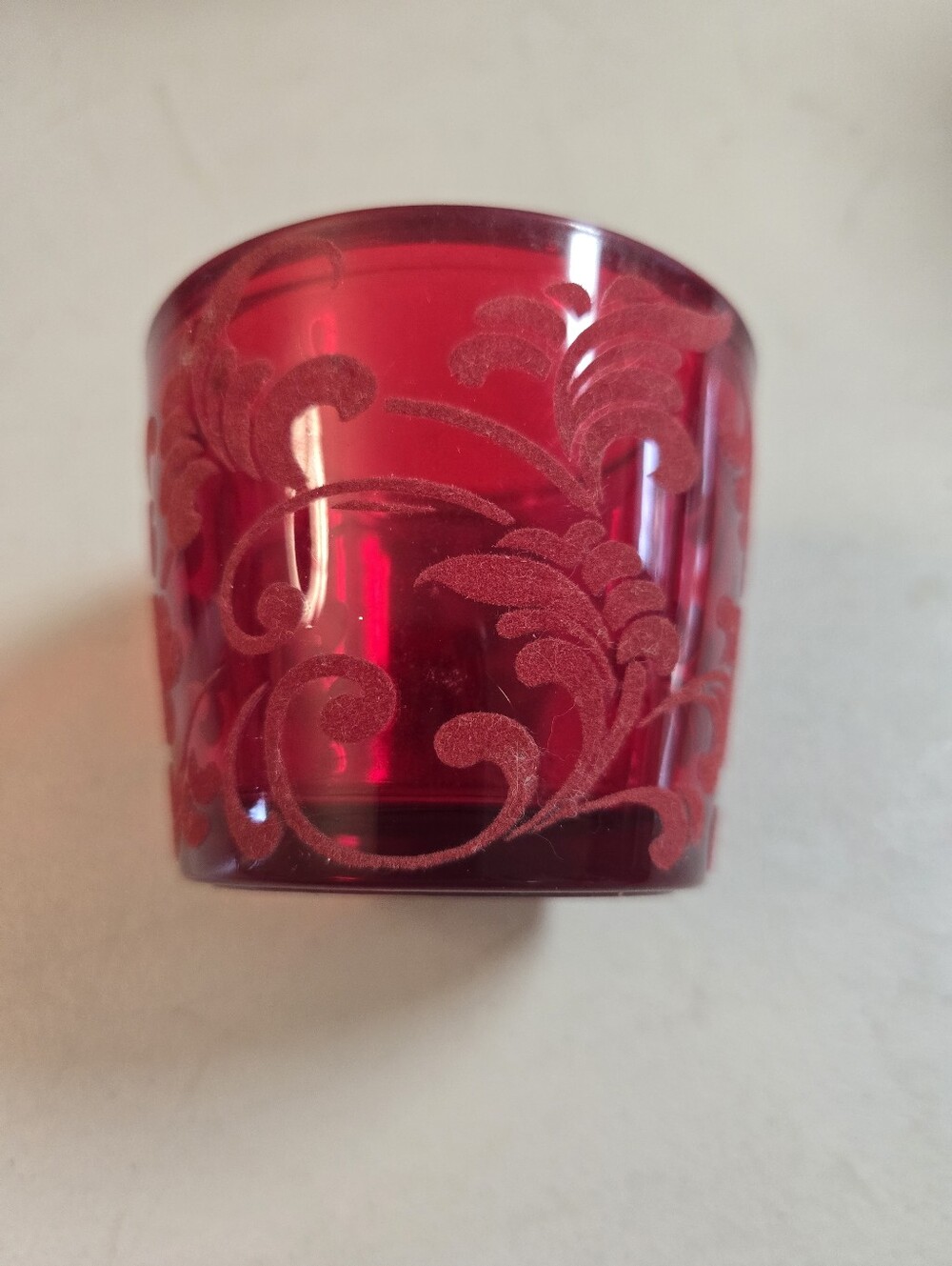 Red Glass Votive Holder - Decorative Home Accent